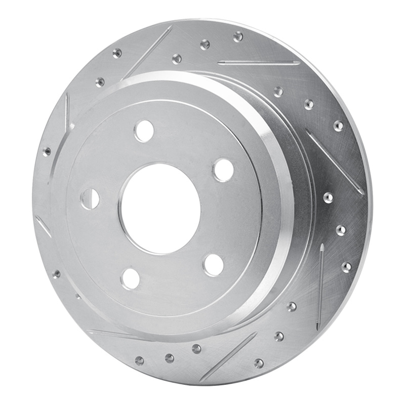 Jeep Wrangler Brake Rotor (1) - Rear Left - R1 Concepts - Drilled & Slotted - Silver - `07-`18